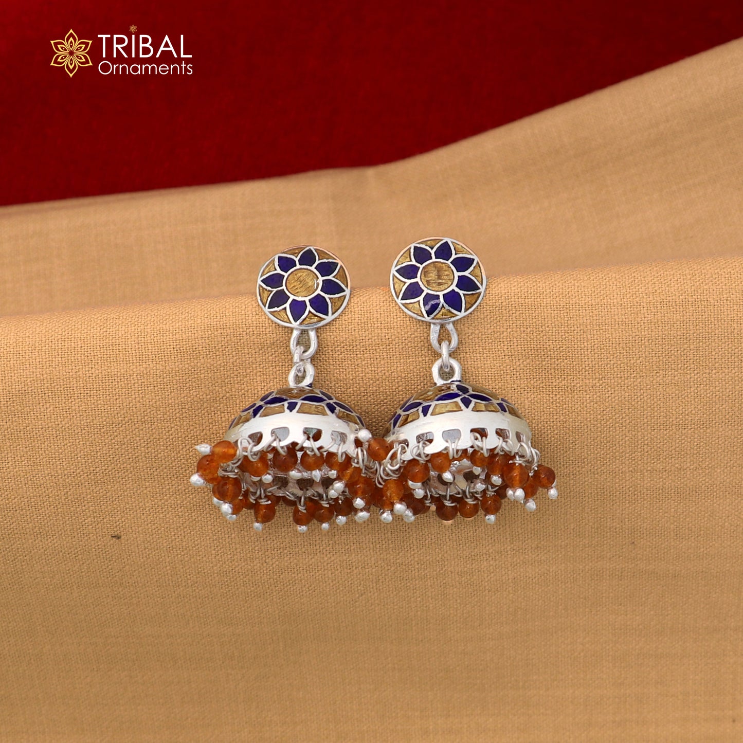 925 sterling silver colorful enamel work earring Jhumka er291