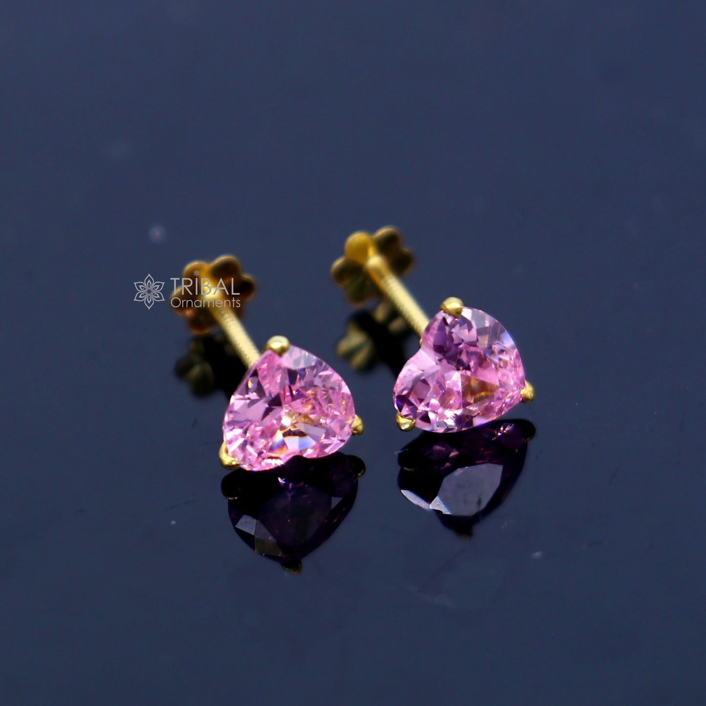 14Kt yellow gold baby pink diamond stud earring for unisex er192