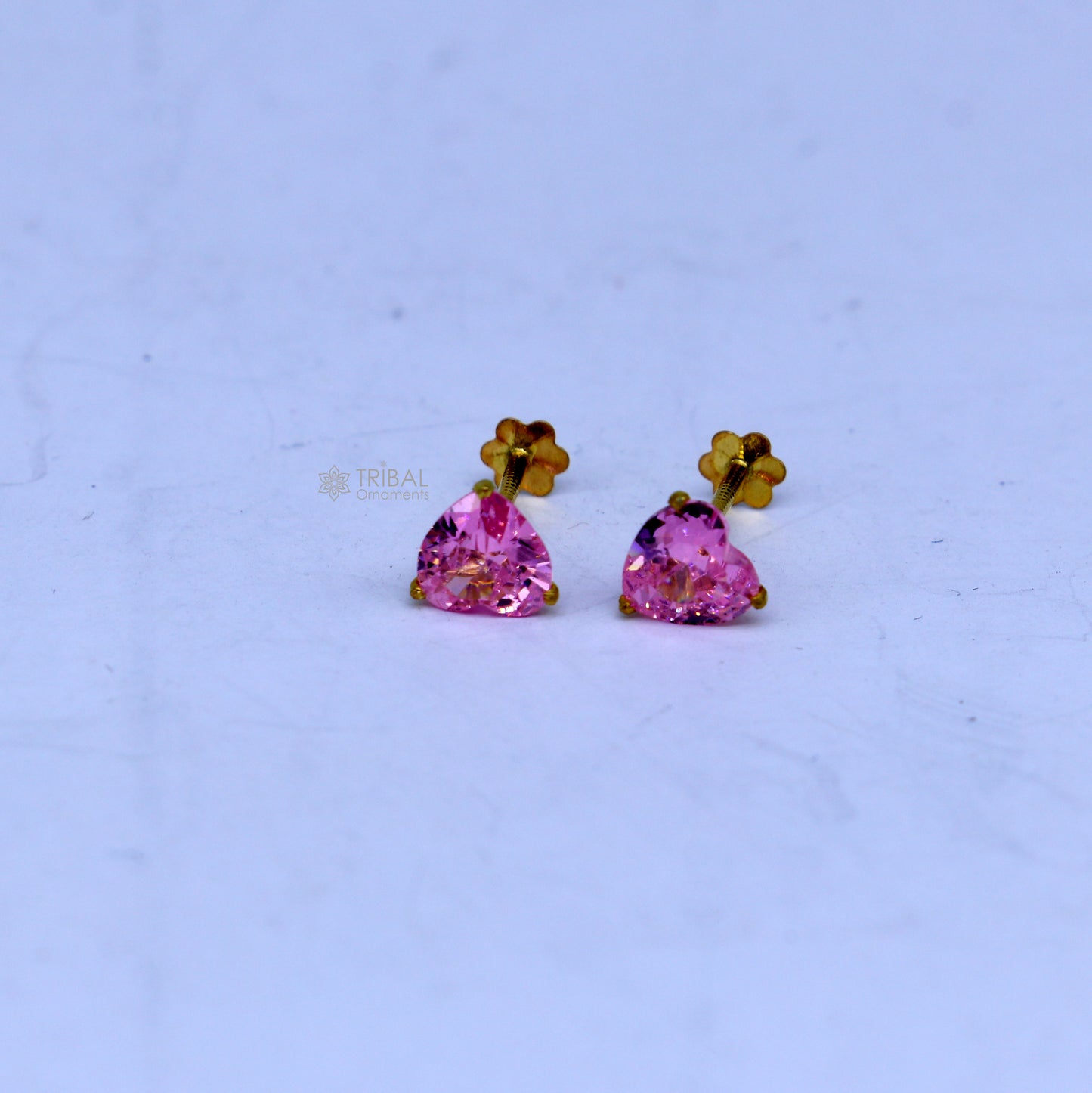 14Kt yellow gold baby pink diamond stud earring for unisex er192