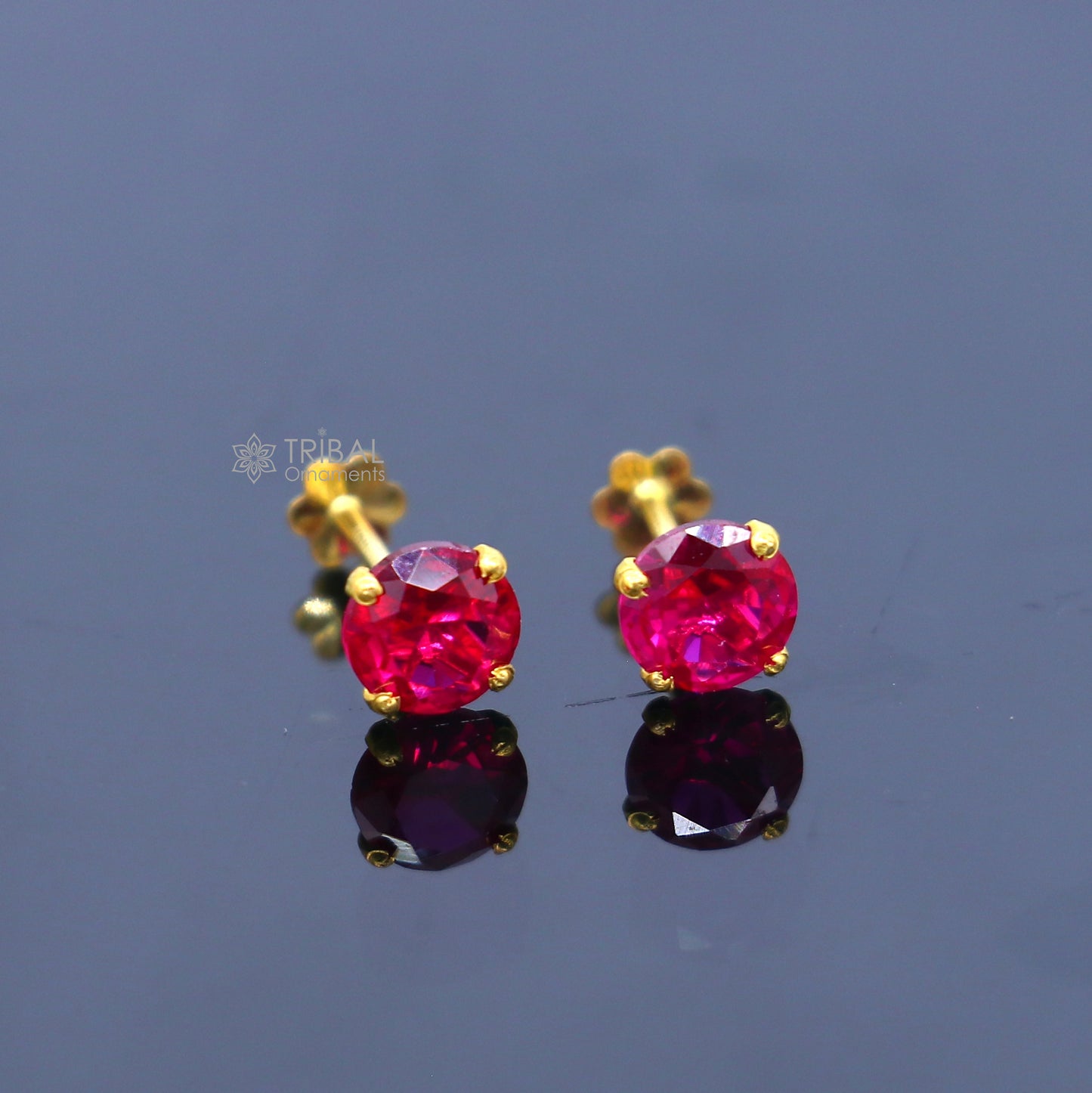 14Kt yellow gold pink diamond stud earring for unisex er195