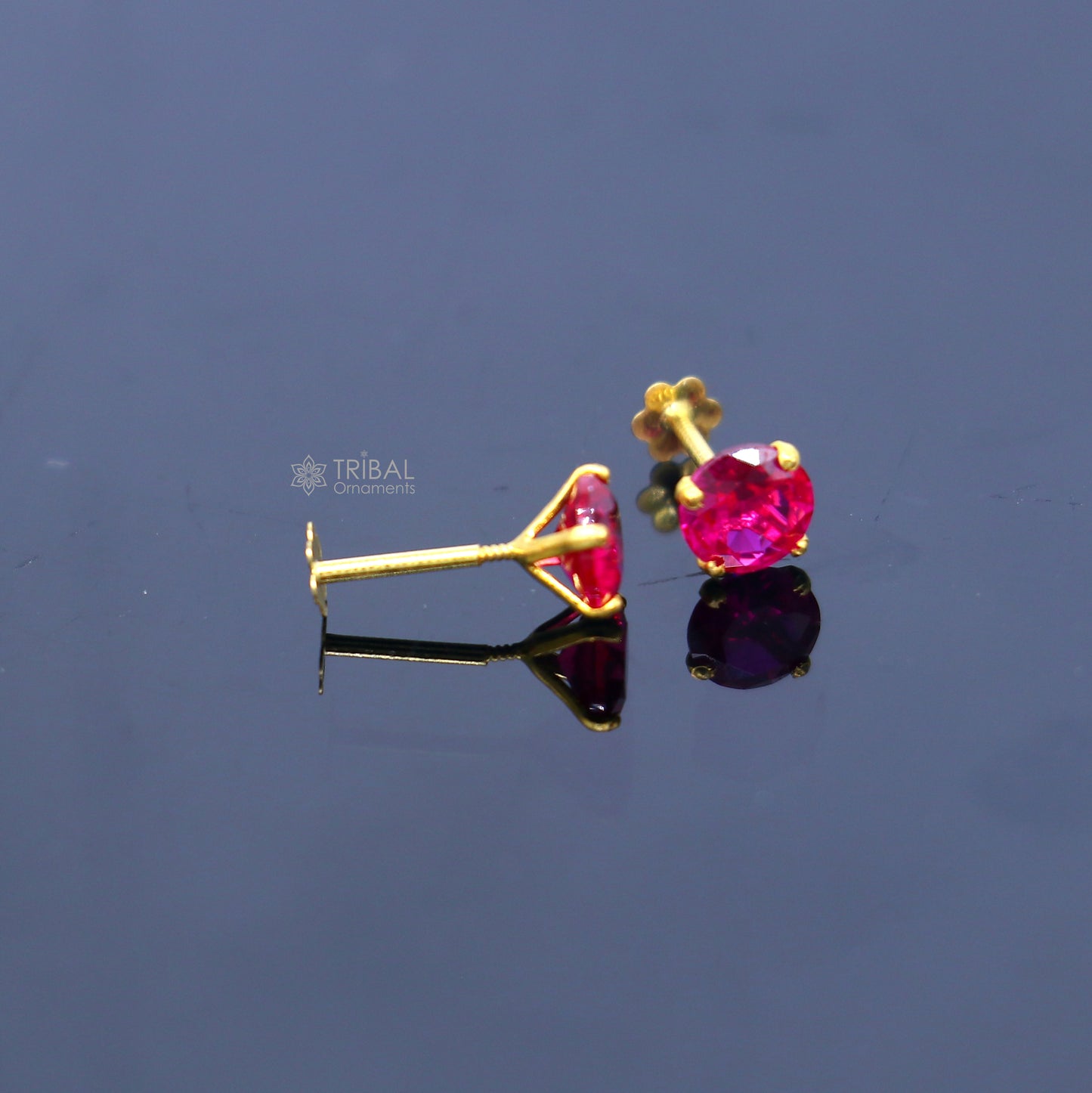 14Kt yellow gold pink diamond stud earring for unisex er195