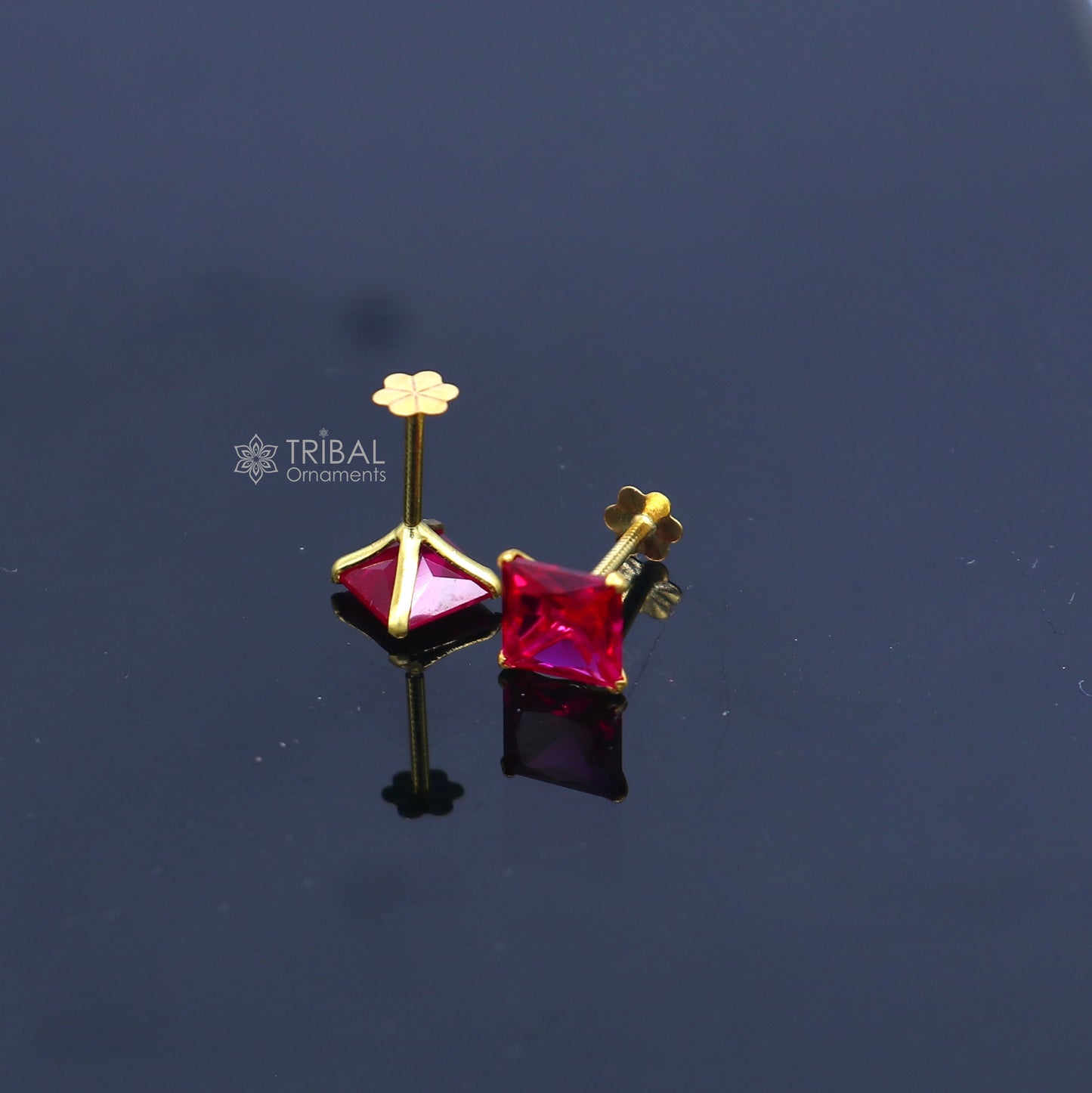 14Kt yellow gold pink diamond stud earring for unisex er197