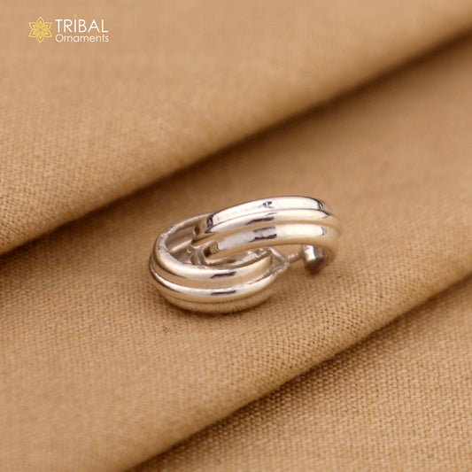 925 sterling silver plain 2 line bali hoops earrings, tribal ethnic jewelry er229