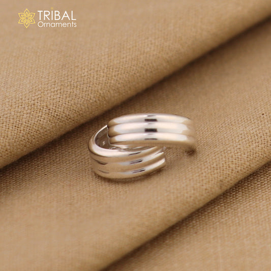 925 sterling silver plain 3 line bali hoops earrings, tribal ethnic jewelry er230