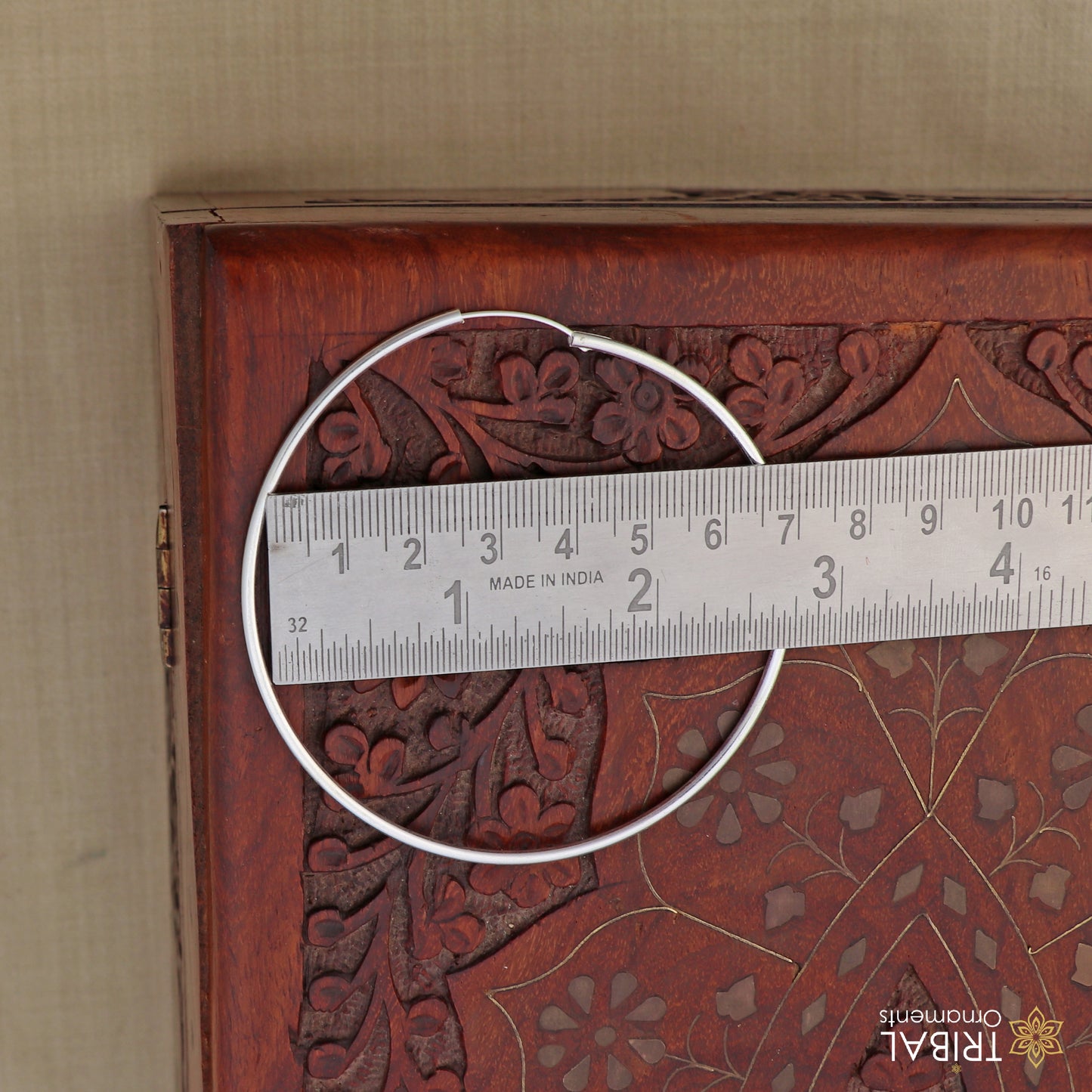 925 sterling silver round hoops earrings by TRIBAL ORNAMENTS with a polished, elegant finish, perfect for everyday jewelry.