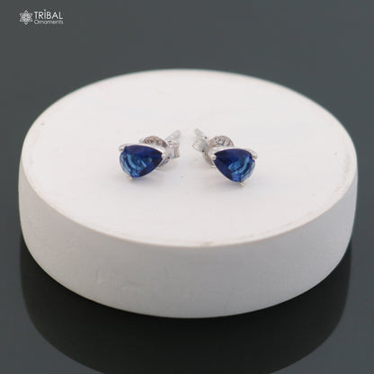925 sterling silver oval-shaped stone stud earring by TRIBAL ORNAMENTS, showcasing a polished gemstone in a sleek, unisex jewelry design.
