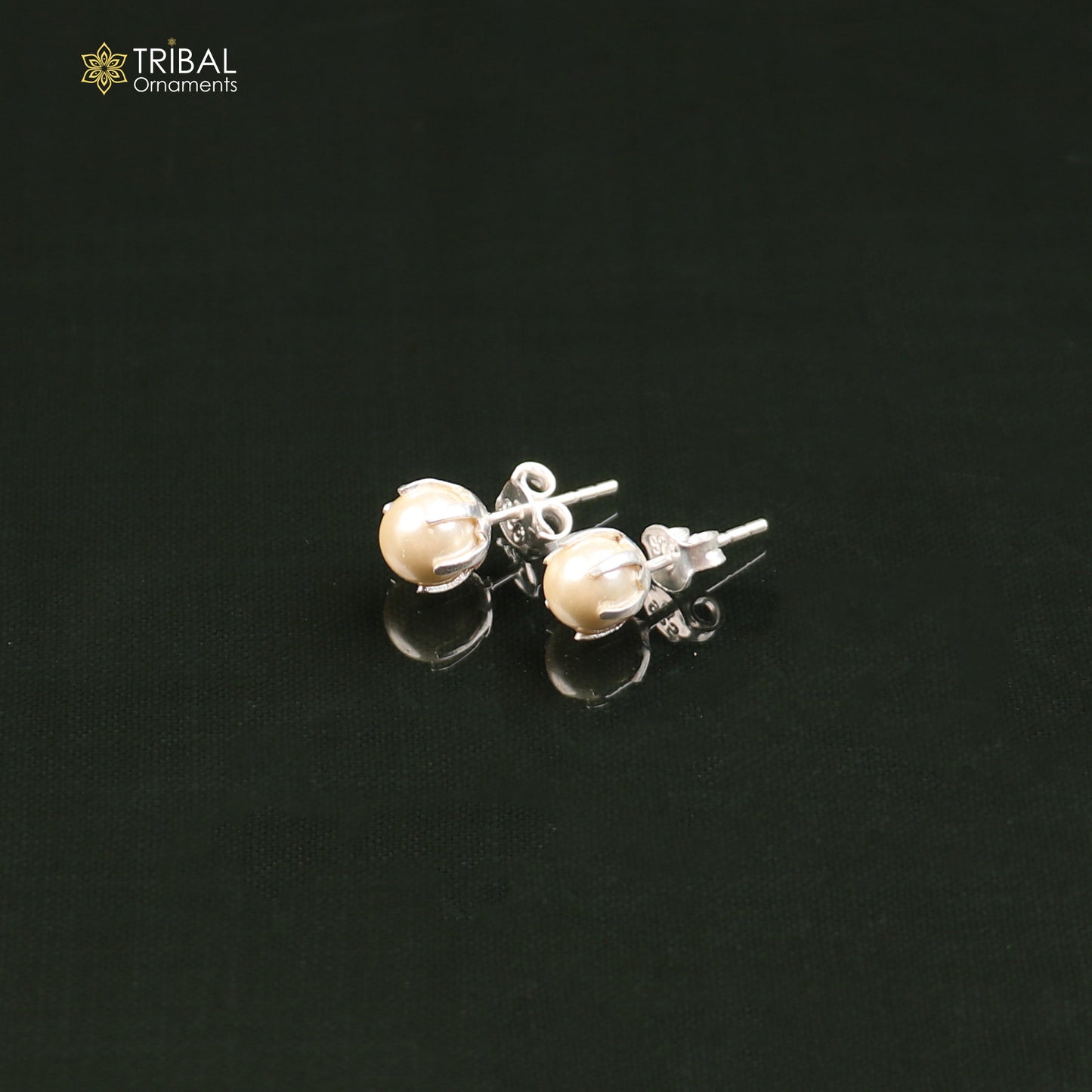 Round 925 sterling silver fabulous pearl stone stud earrings best unisex daily use jewelry er307