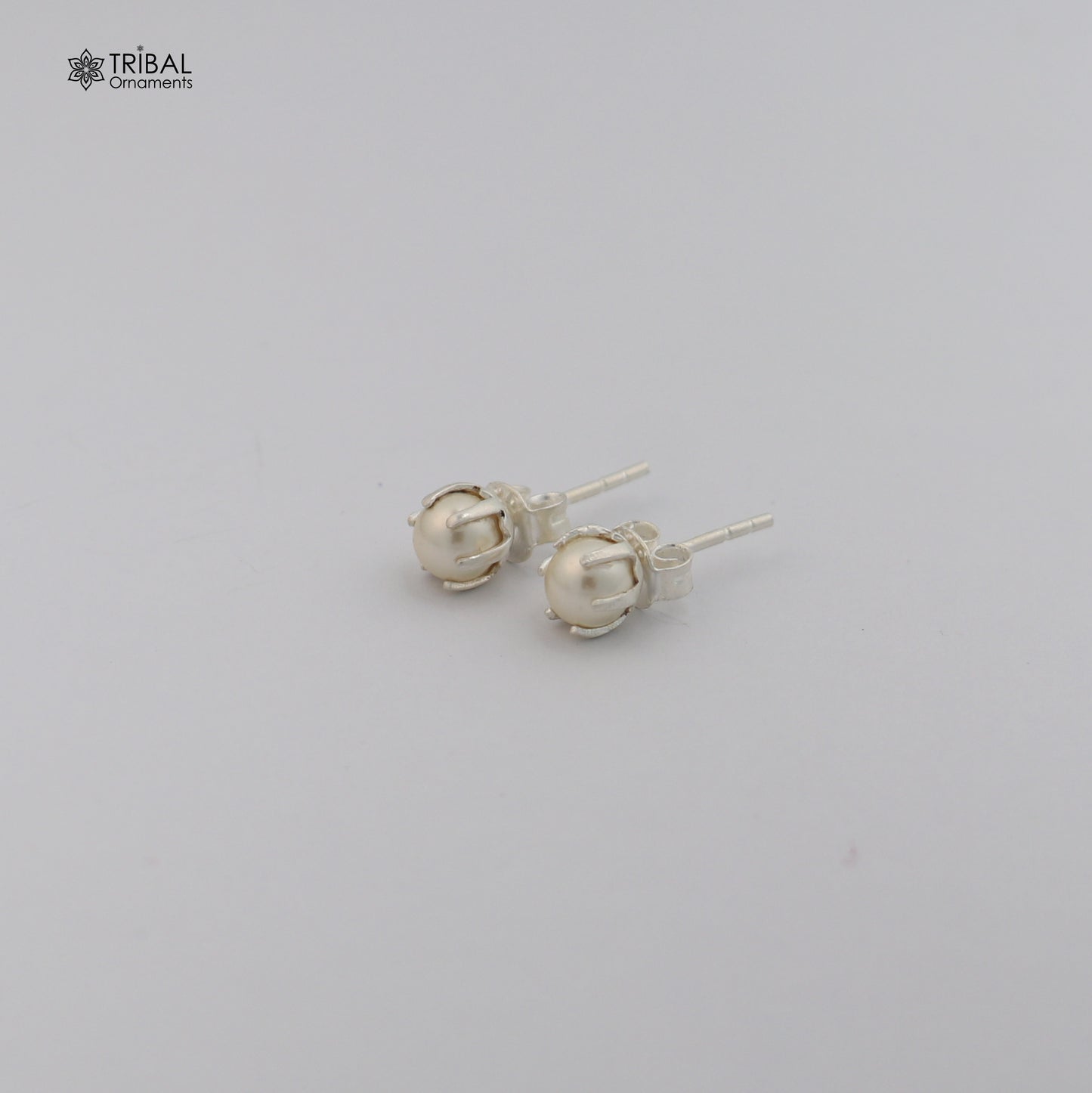 Round 925 sterling silver fabulous pearl stone stud earrings best unisex daily use jewelry er307