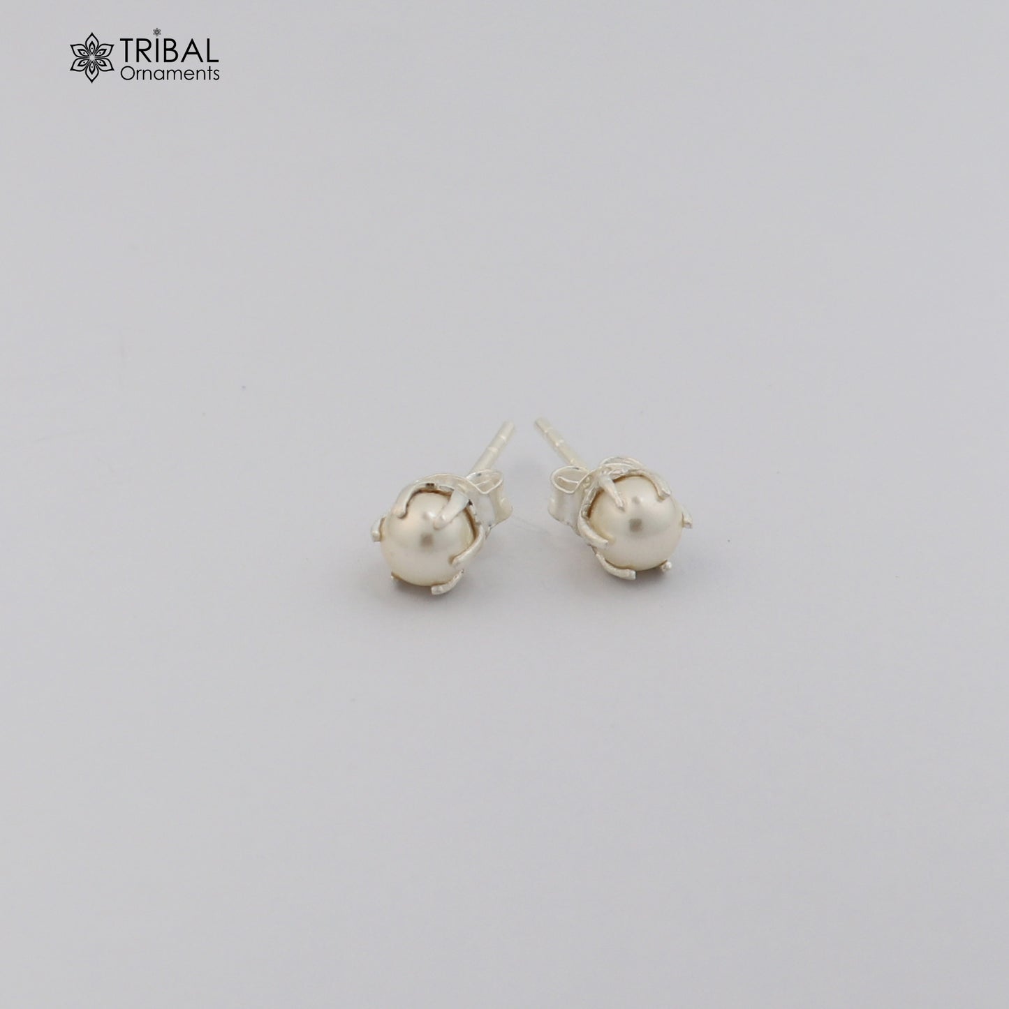 Round 925 sterling silver fabulous pearl stone stud earrings best unisex daily use jewelry er307