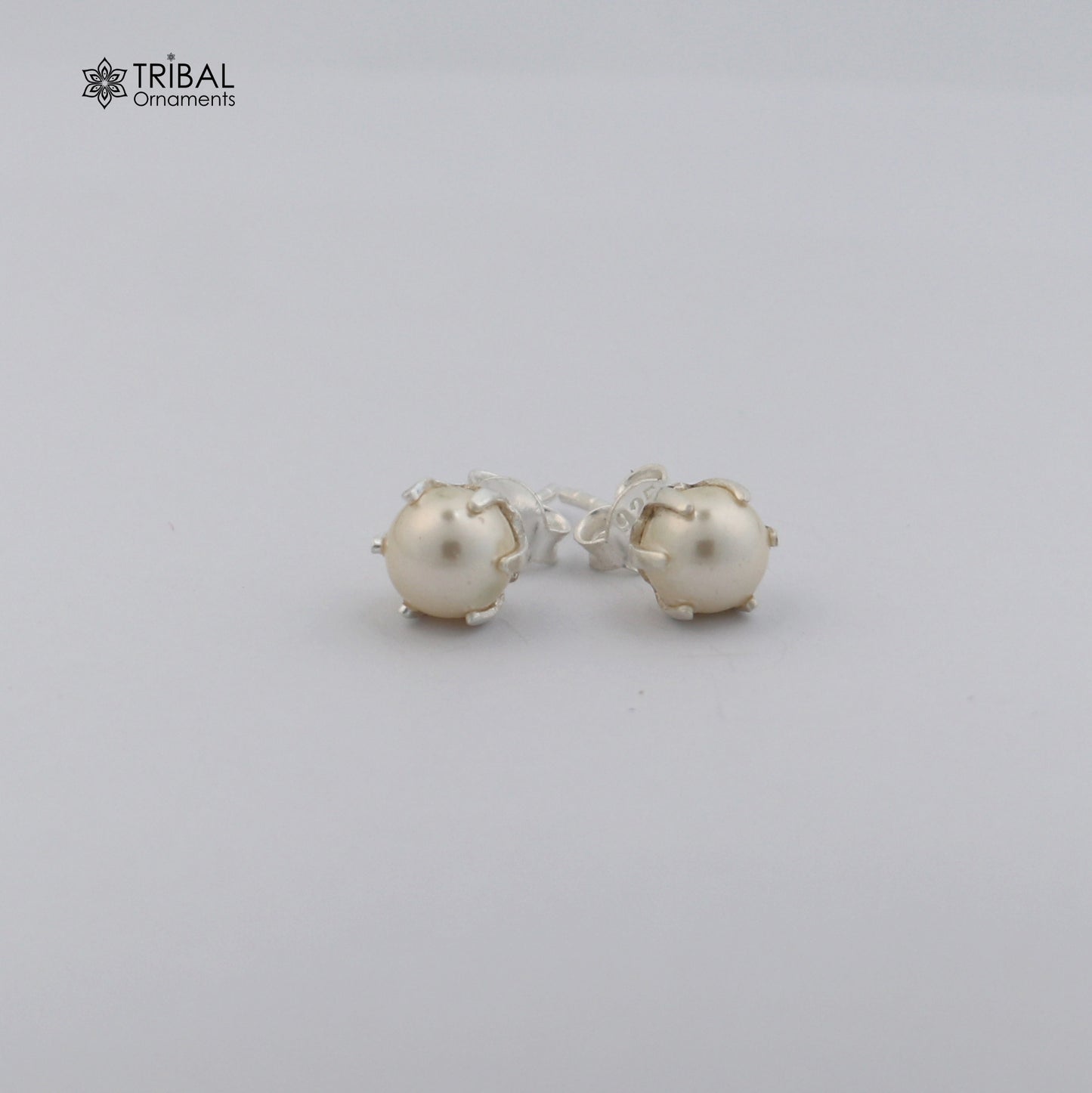 Round 925 sterling silver fabulous pearl stone stud earrings best unisex daily use jewelry er308