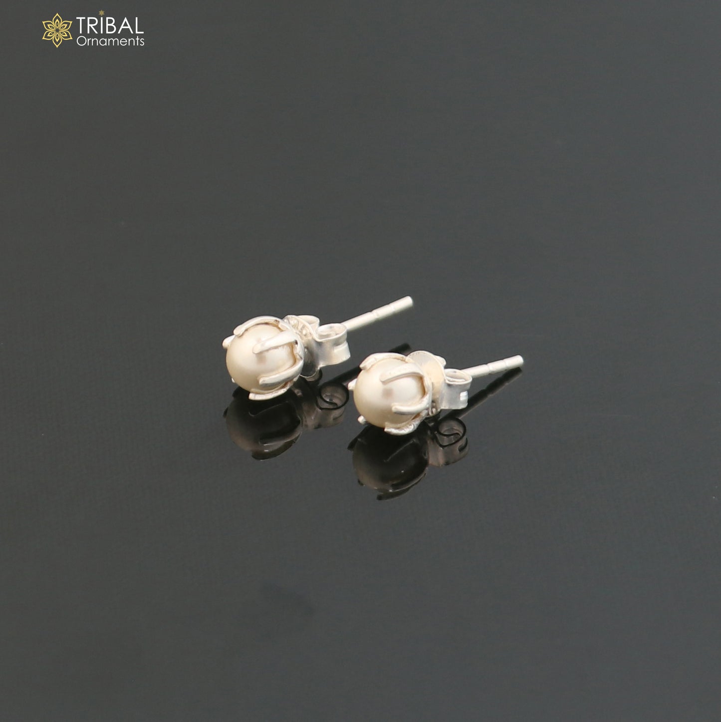 Round 925 sterling silver fabulous pearl stone stud earrings best unisex daily use jewelry er308