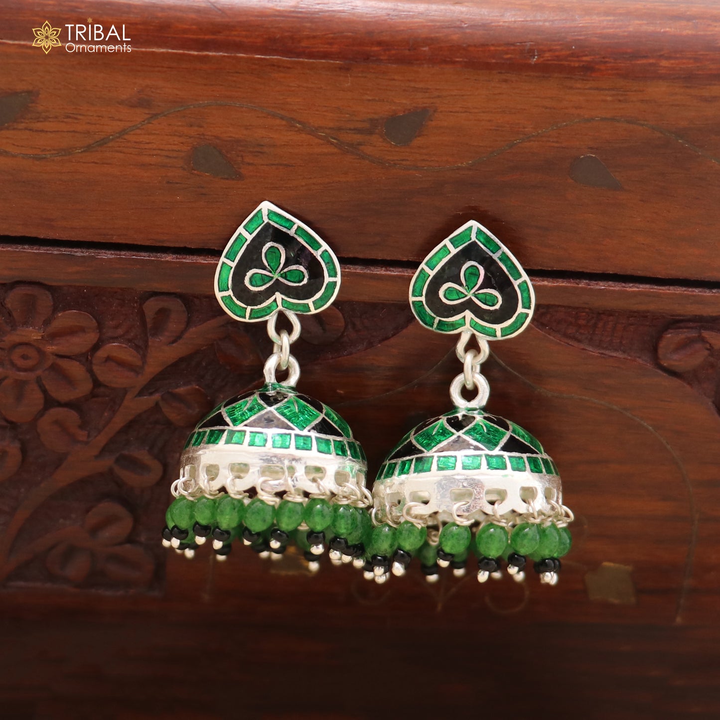 925 sterling silver heart design minakari Jhumka earring er315