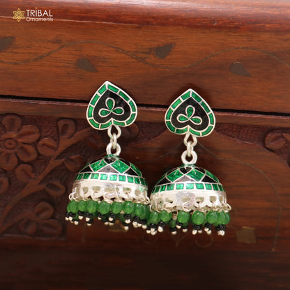 925 sterling silver heart design minakari Jhumka earring er315