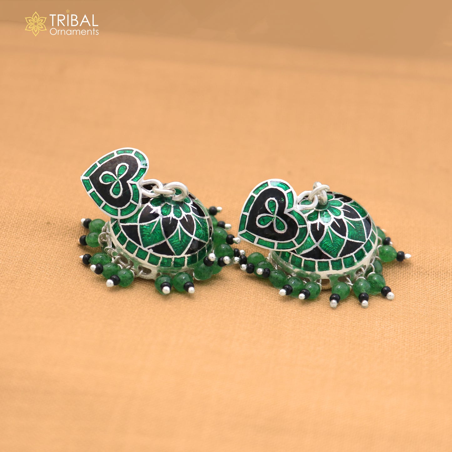 925 sterling silver heart design minakari Jhumka earring er315
