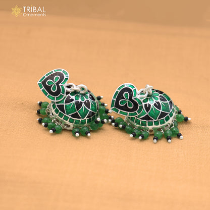 925 sterling silver heart design minakari Jhumka earring er315