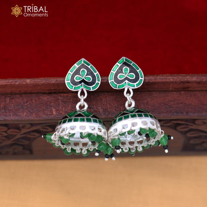 925 sterling silver heart design minakari Jhumka earring er315