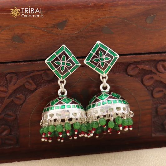 925 sterling silver minakari design Jhumka earring er318