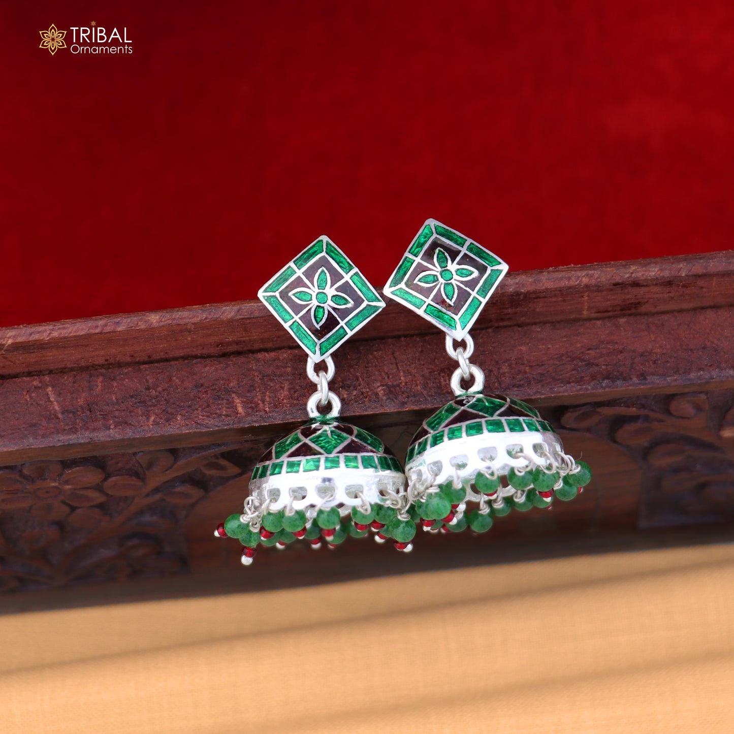925 sterling silver minakari design Jhumka earring er318