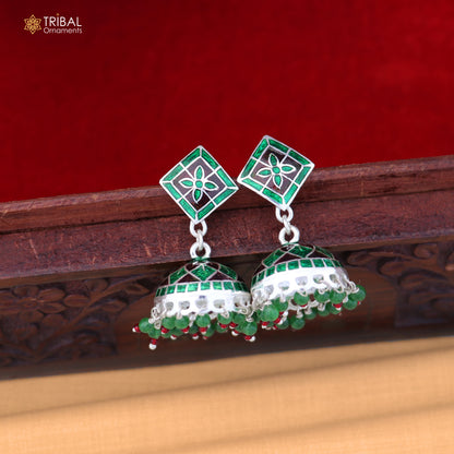 925 sterling silver minakari design Jhumka earring er318