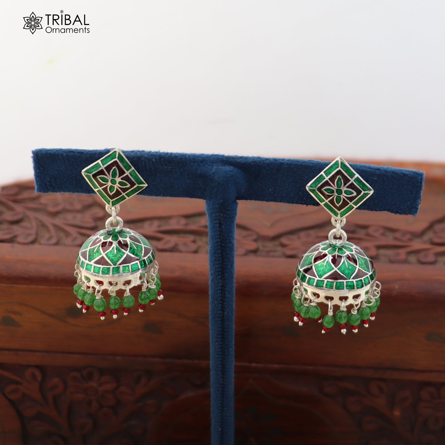 925 sterling silver minakari design Jhumka earring er318