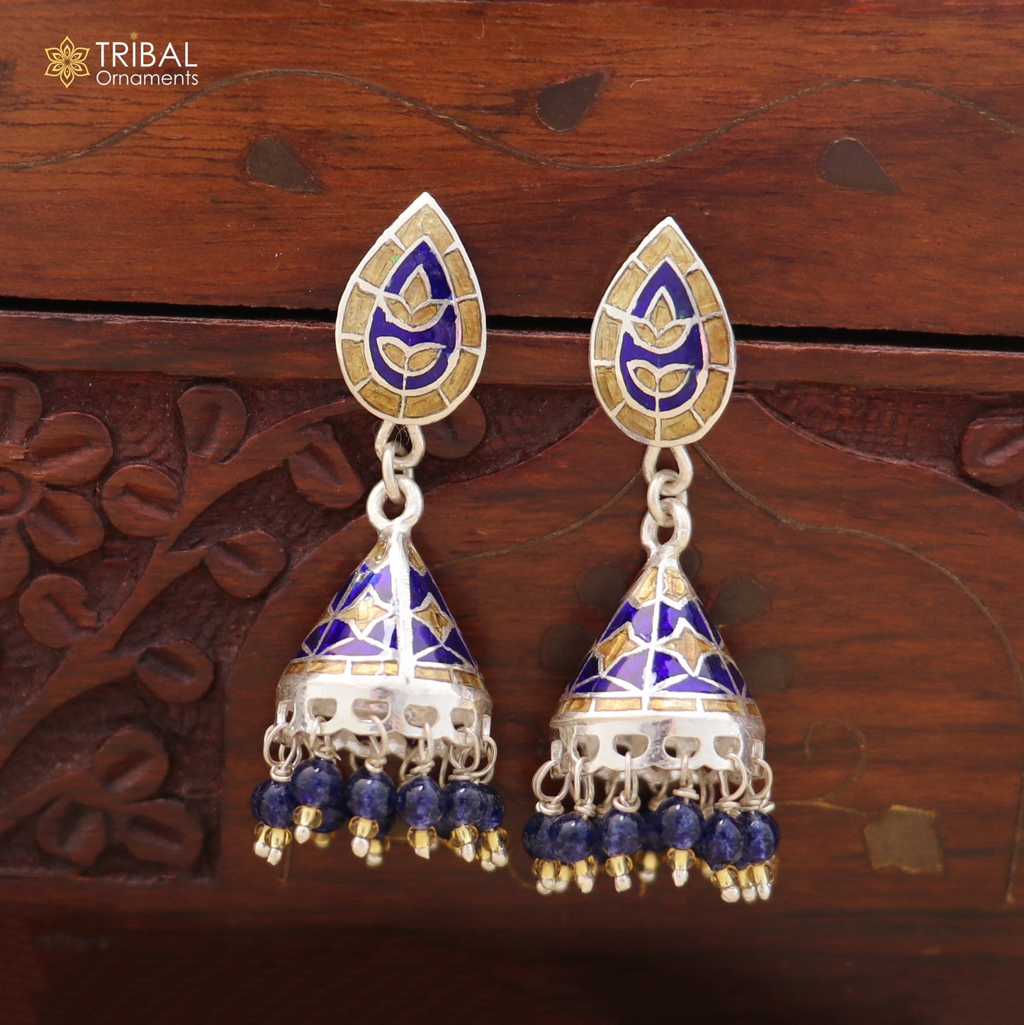 925 sterling silver minakari design Jhumka earring er319