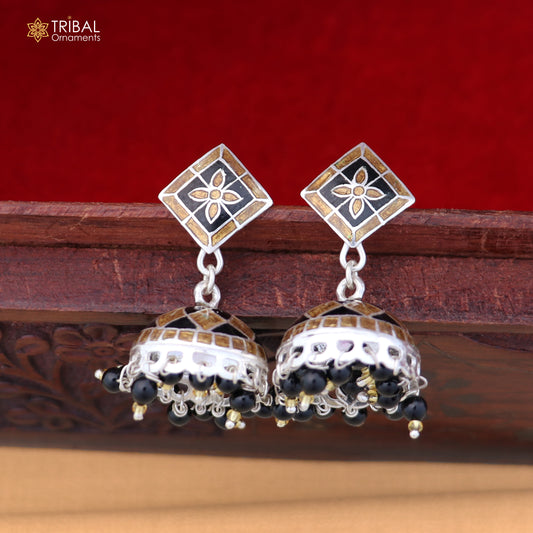 925 sterling silver minakari design Jhumka earring er320
