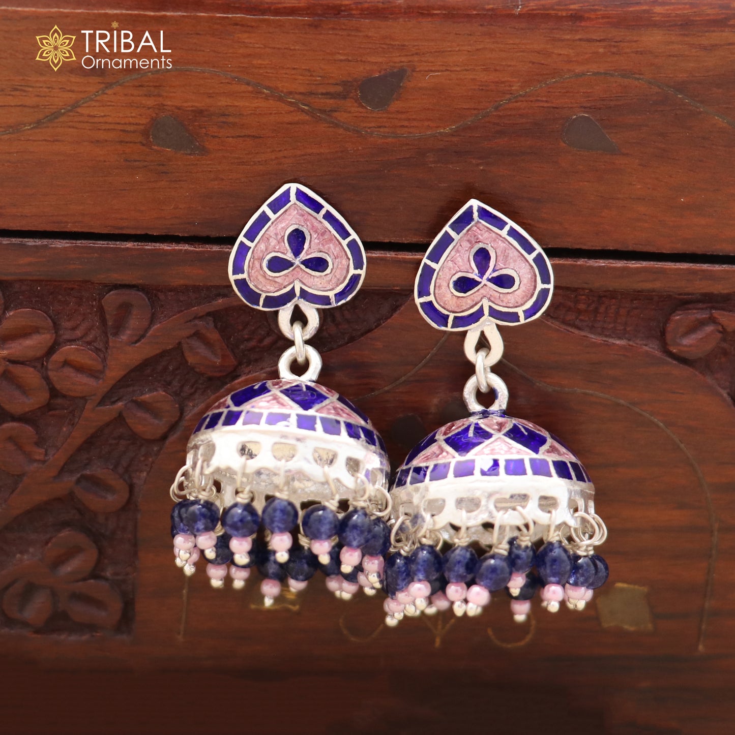 925 sterling silver minakari design Jhumka earring er321