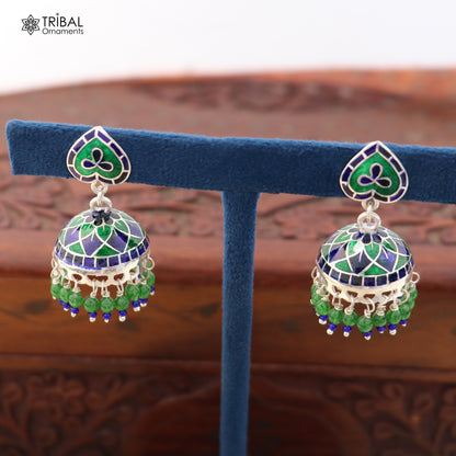 925 sterling silver heart design minakari Jhumka earring er322