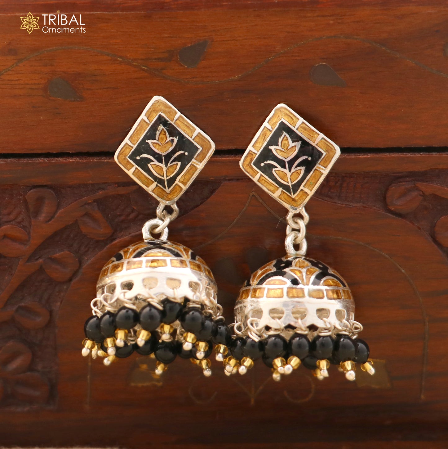 925 sterling silver minakari design Jhumka earring er323