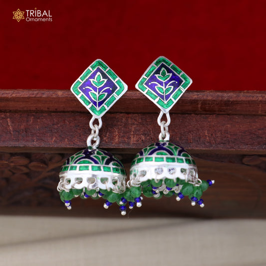 925 sterling silver minakari design Jhumka earring er324