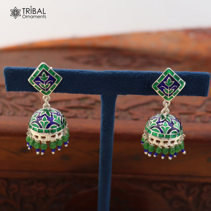 925 sterling silver minakari design Jhumka earring er324