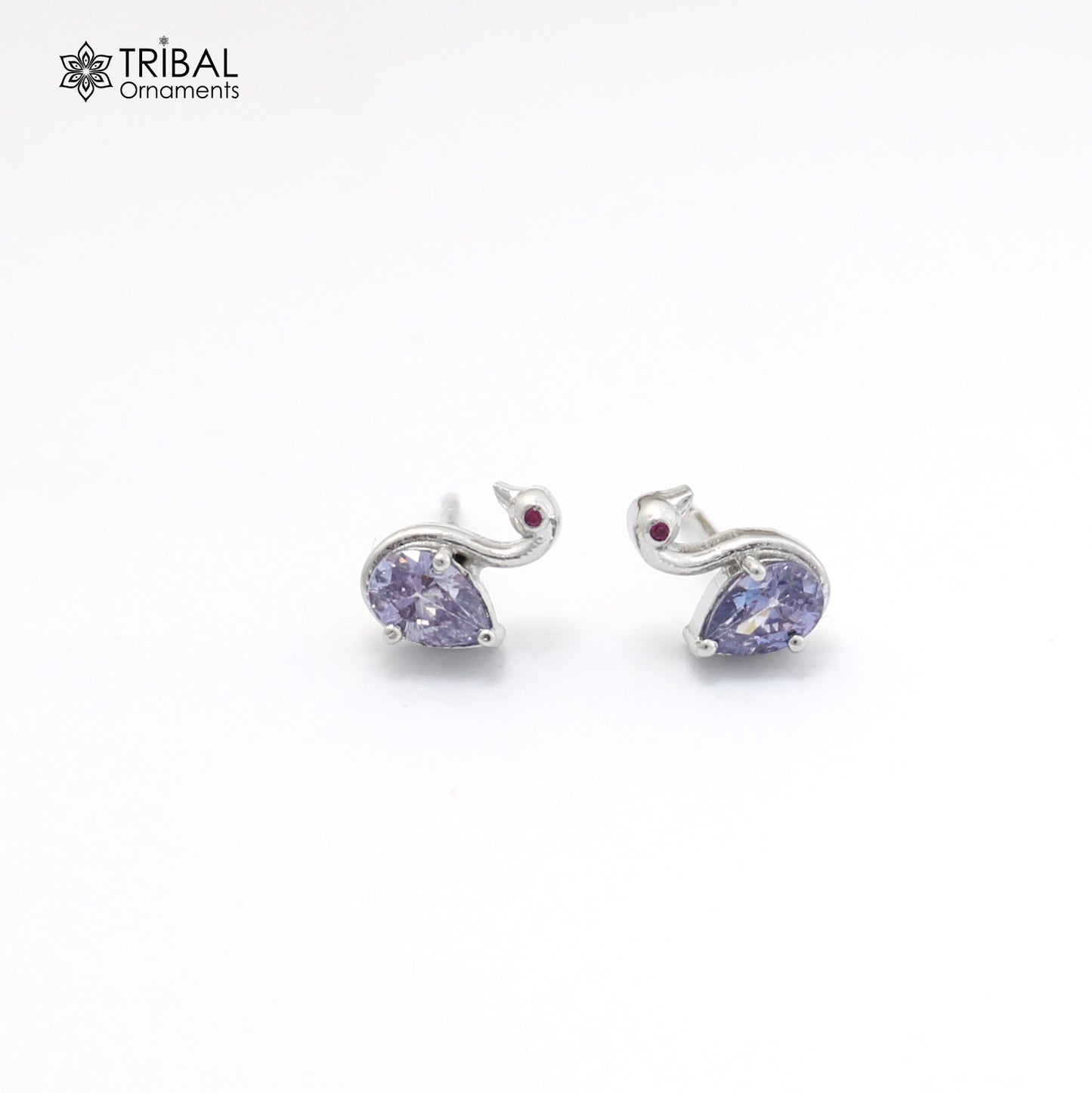 925 sterling silver gorgeous swan shape stone stud earring jewelry er328