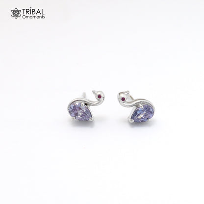 925 sterling silver gorgeous swan shape stone stud earring jewelry er328