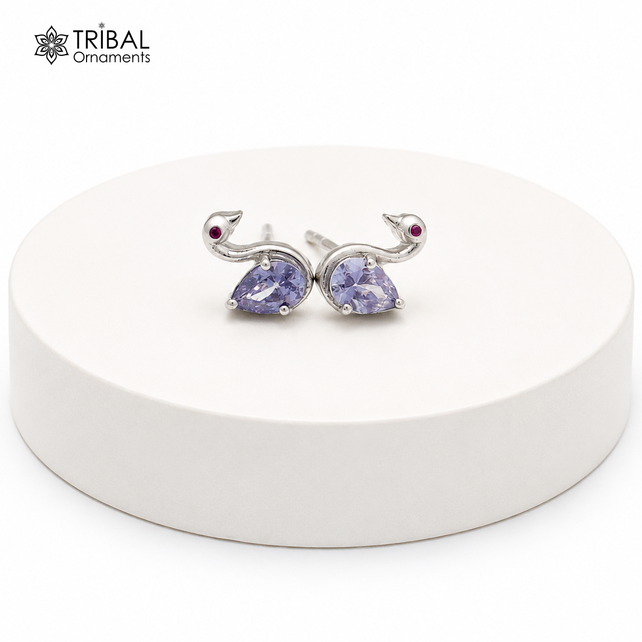 925 sterling silver gorgeous swan shape stone stud earring jewelry er328