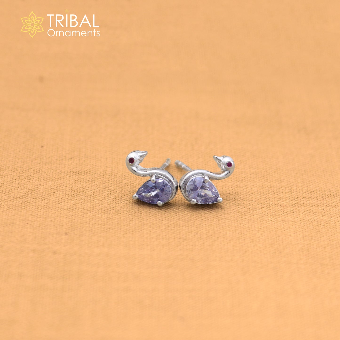 925 sterling silver gorgeous swan shape stone stud earring jewelry er328