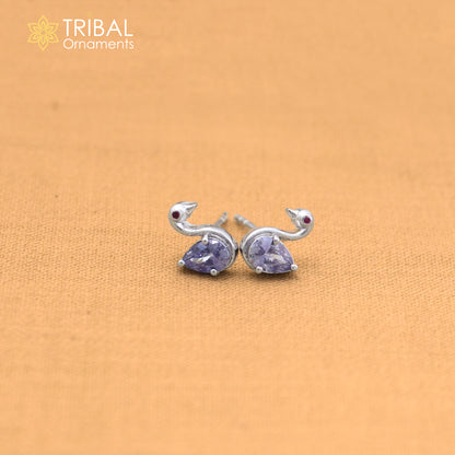 925 sterling silver gorgeous swan shape stone stud earring jewelry er328