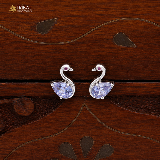 925 sterling silver gorgeous swan shape stone stud earring jewelry er328