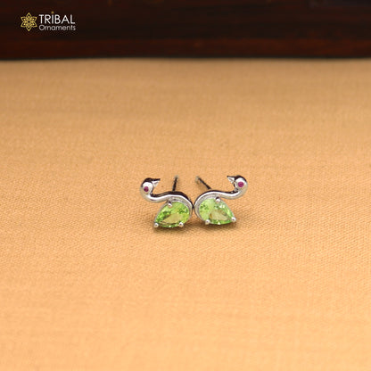 925 sterling silver gorgeous swan shape stone stud earring jewelry er332