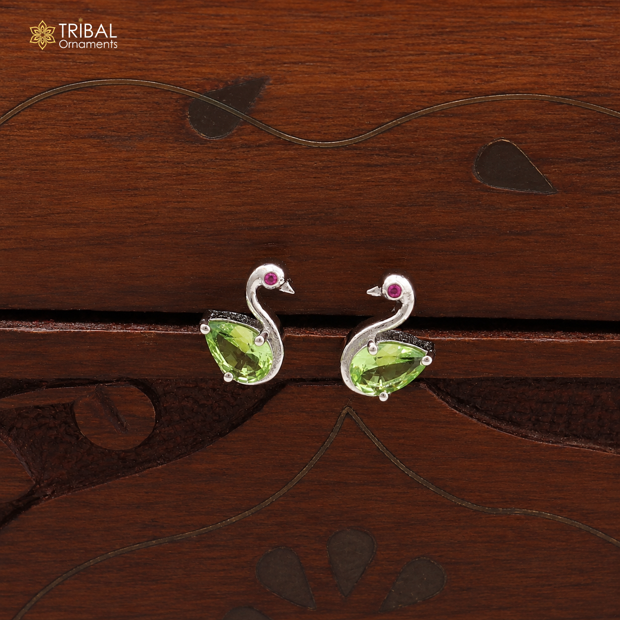 925 sterling silver gorgeous swan shape stone stud earring jewelry er332