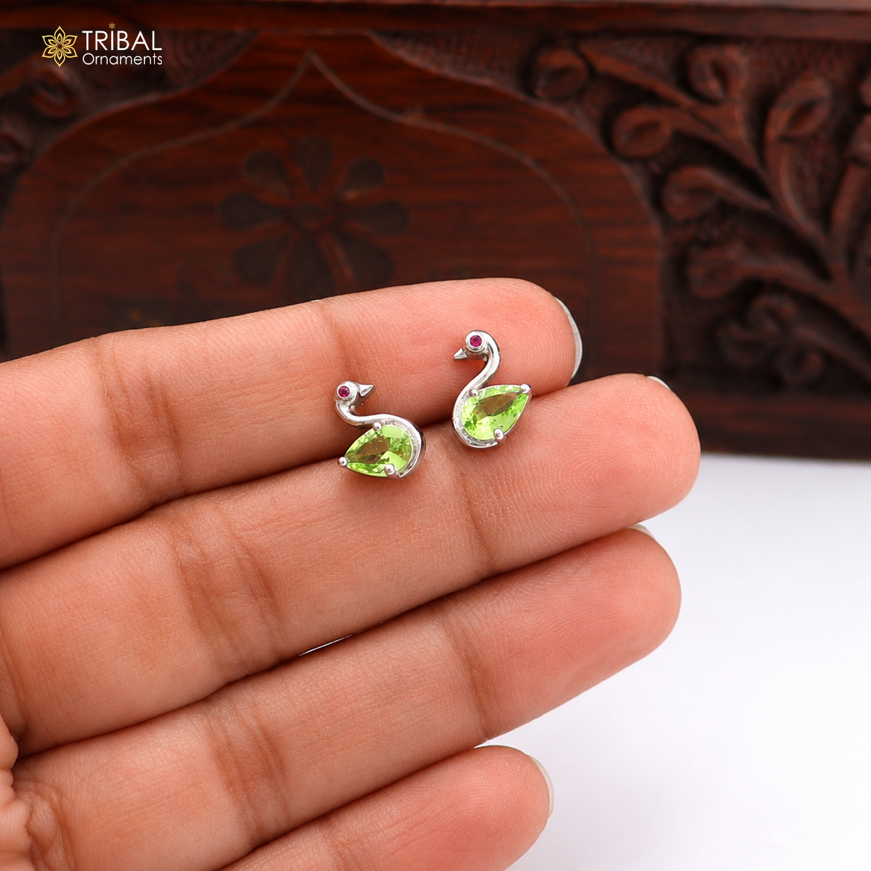 925 sterling silver gorgeous swan shape stone stud earring jewelry er332