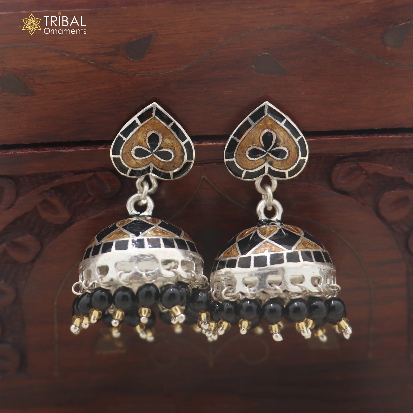 925 sterling silver minakari design Jhumka earring er343