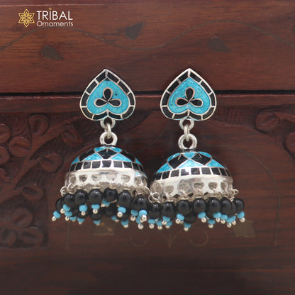 925 sterling silver minakari design Jhumka earring er344