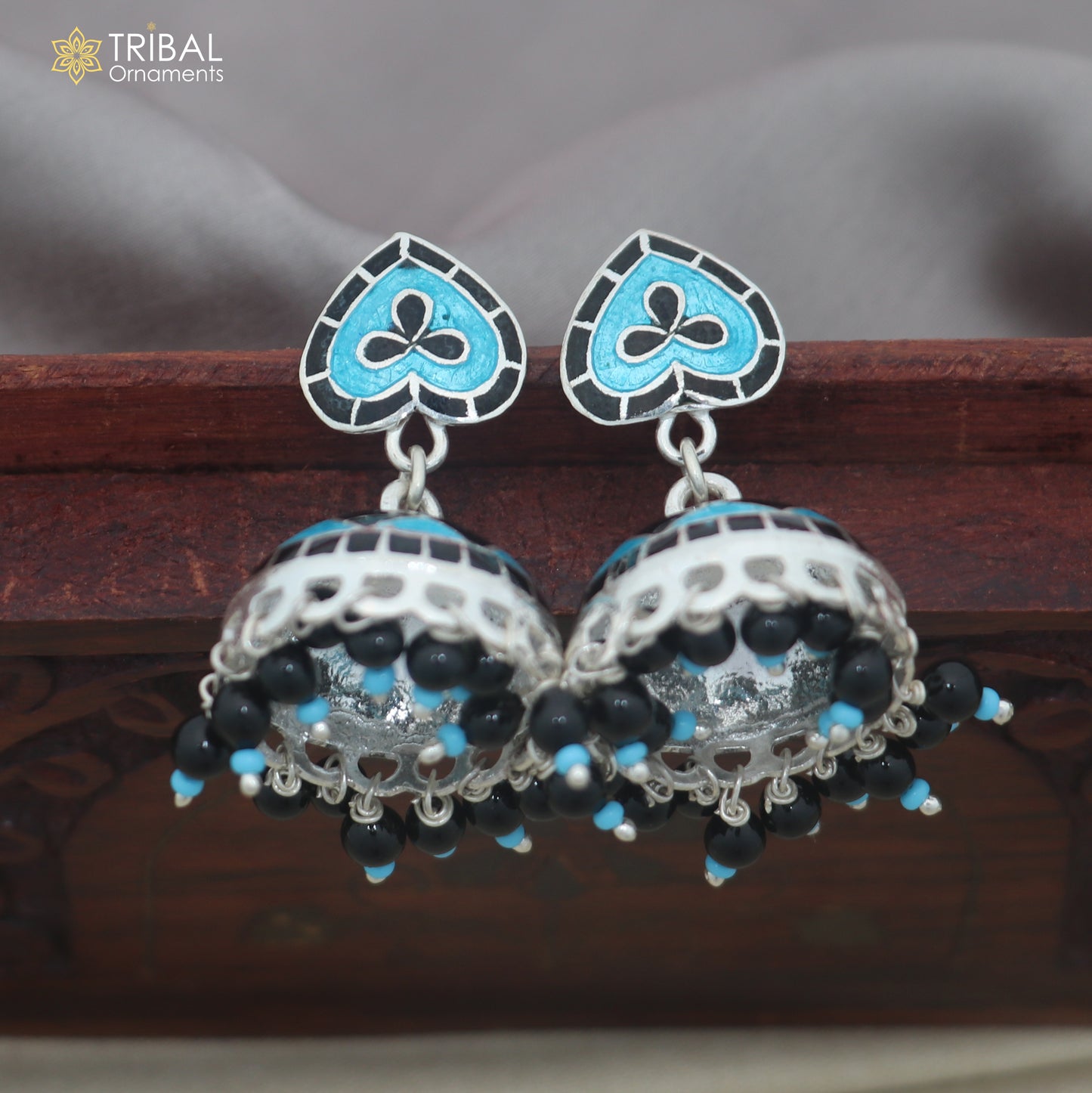 925 sterling silver minakari design Jhumka earring er344