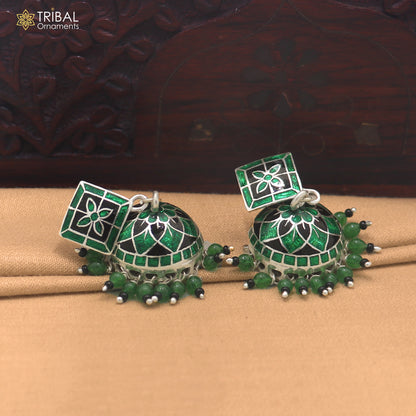 925 sterling silver minakari design Jhumka earring er345