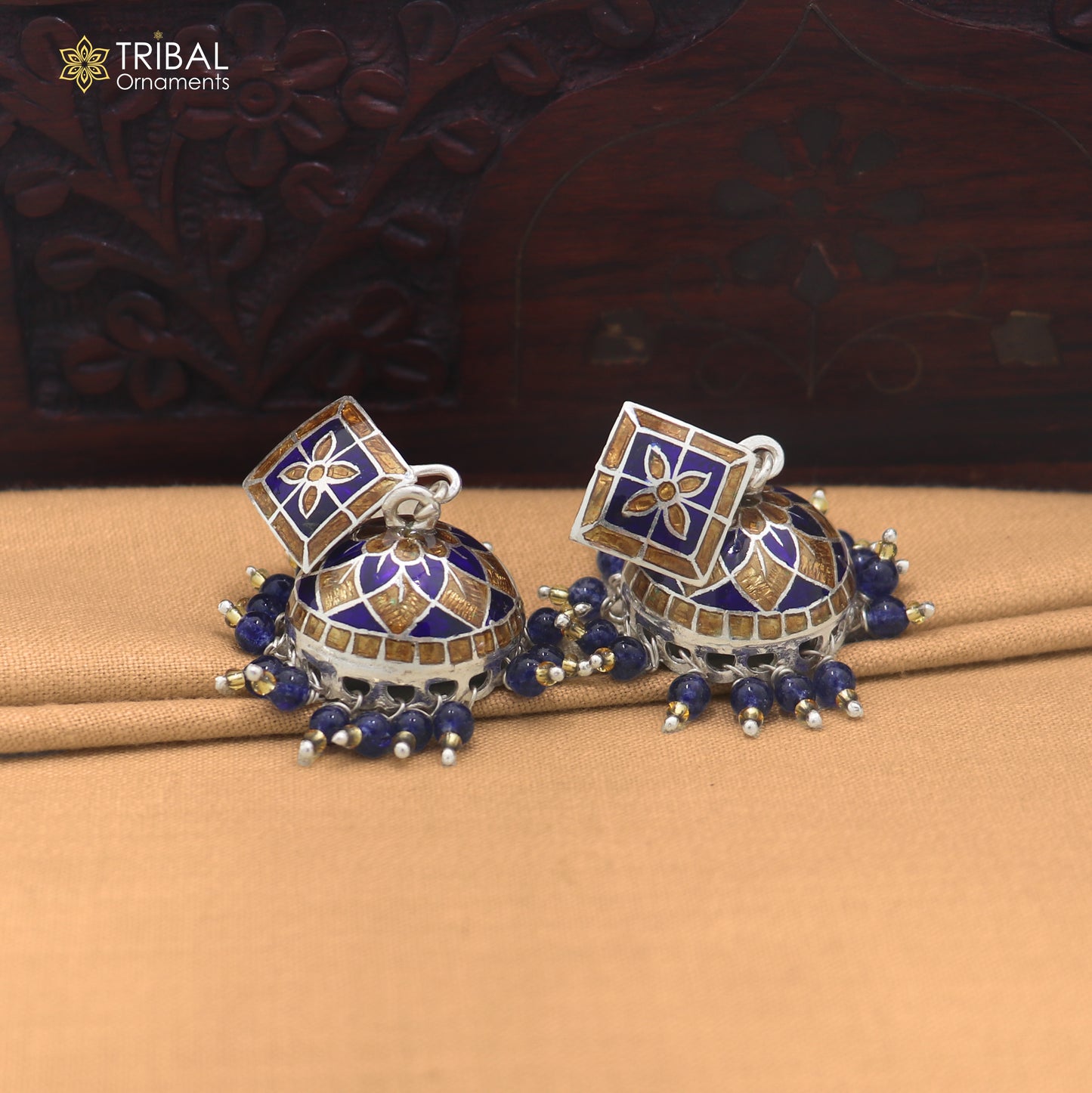 925 sterling silver minakari design Jhumka earring er346