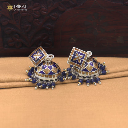 925 sterling silver minakari design Jhumka earring er346
