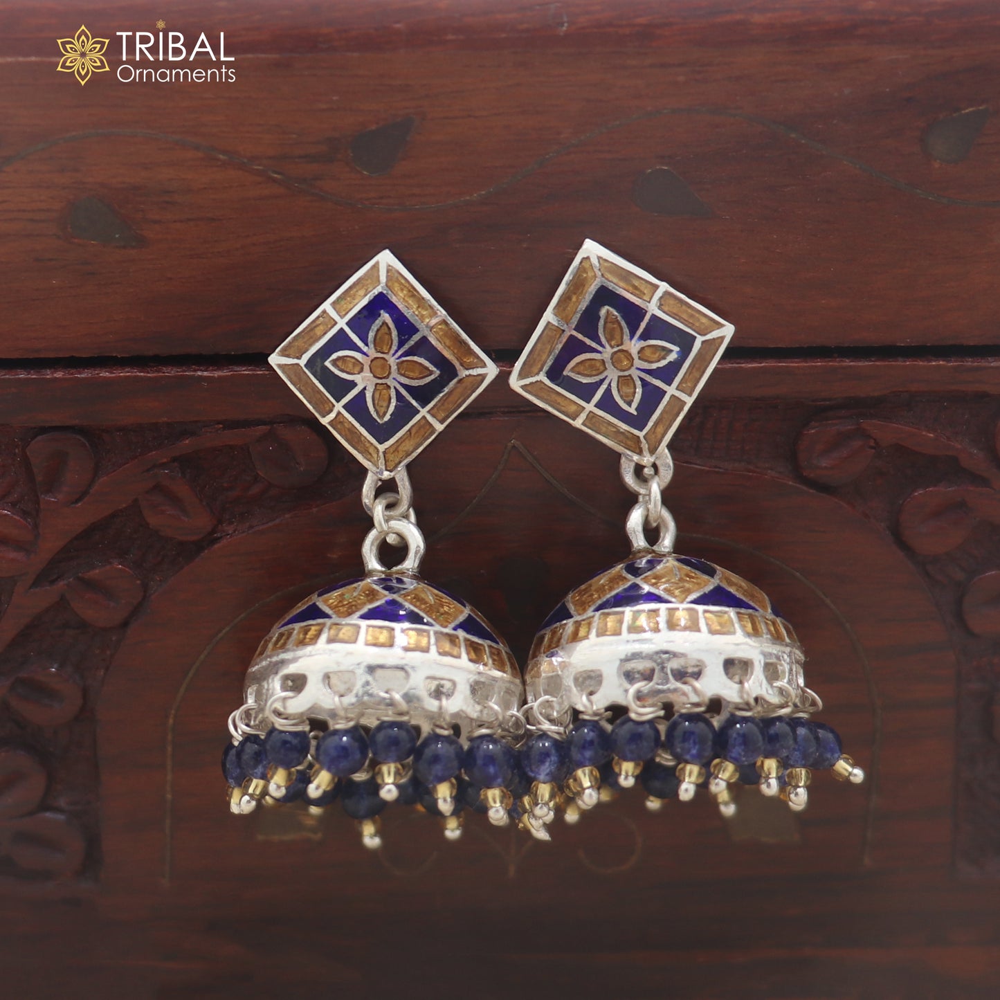 925 sterling silver minakari design Jhumka earring er346
