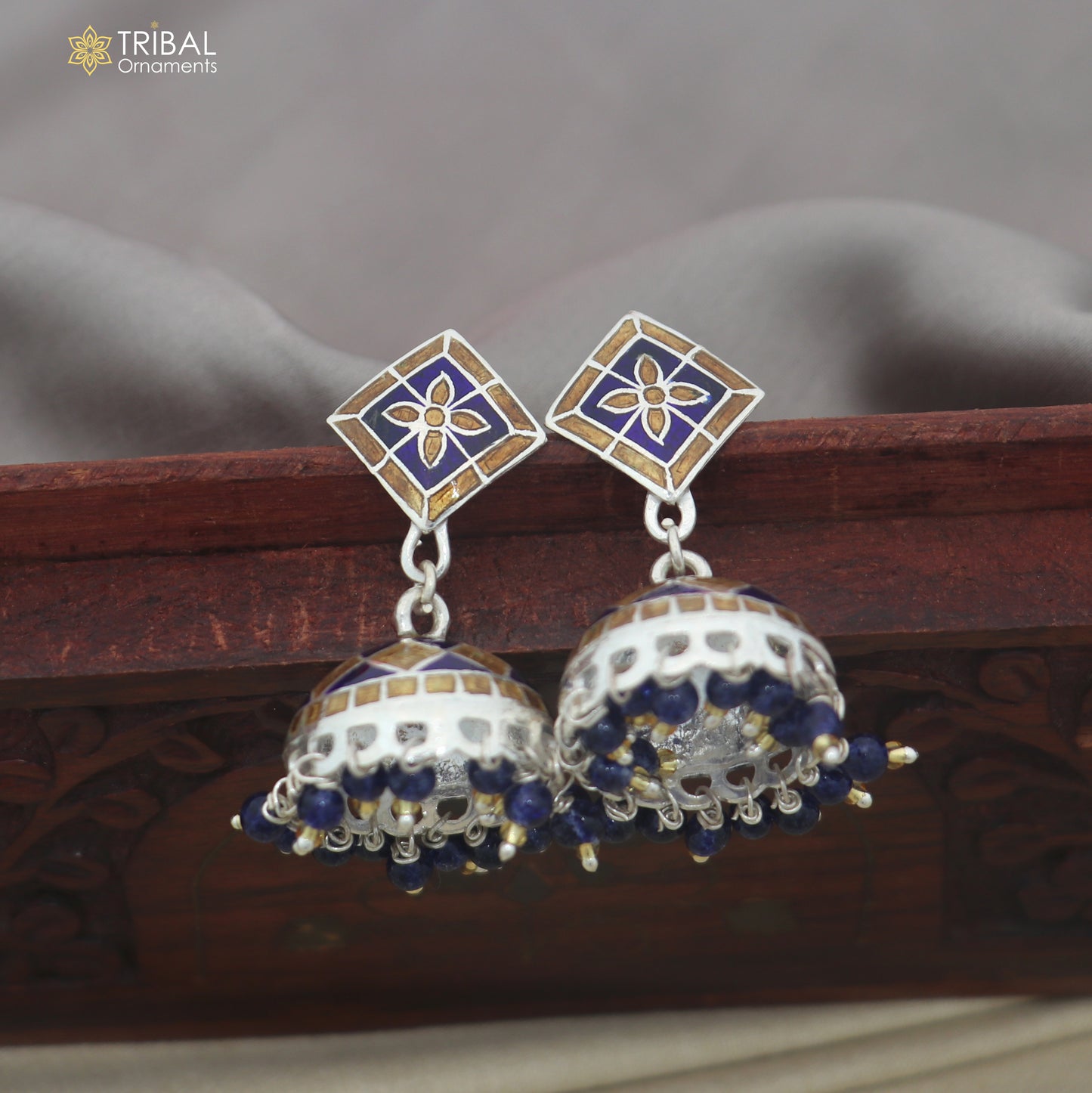 925 sterling silver minakari design Jhumka earring er346
