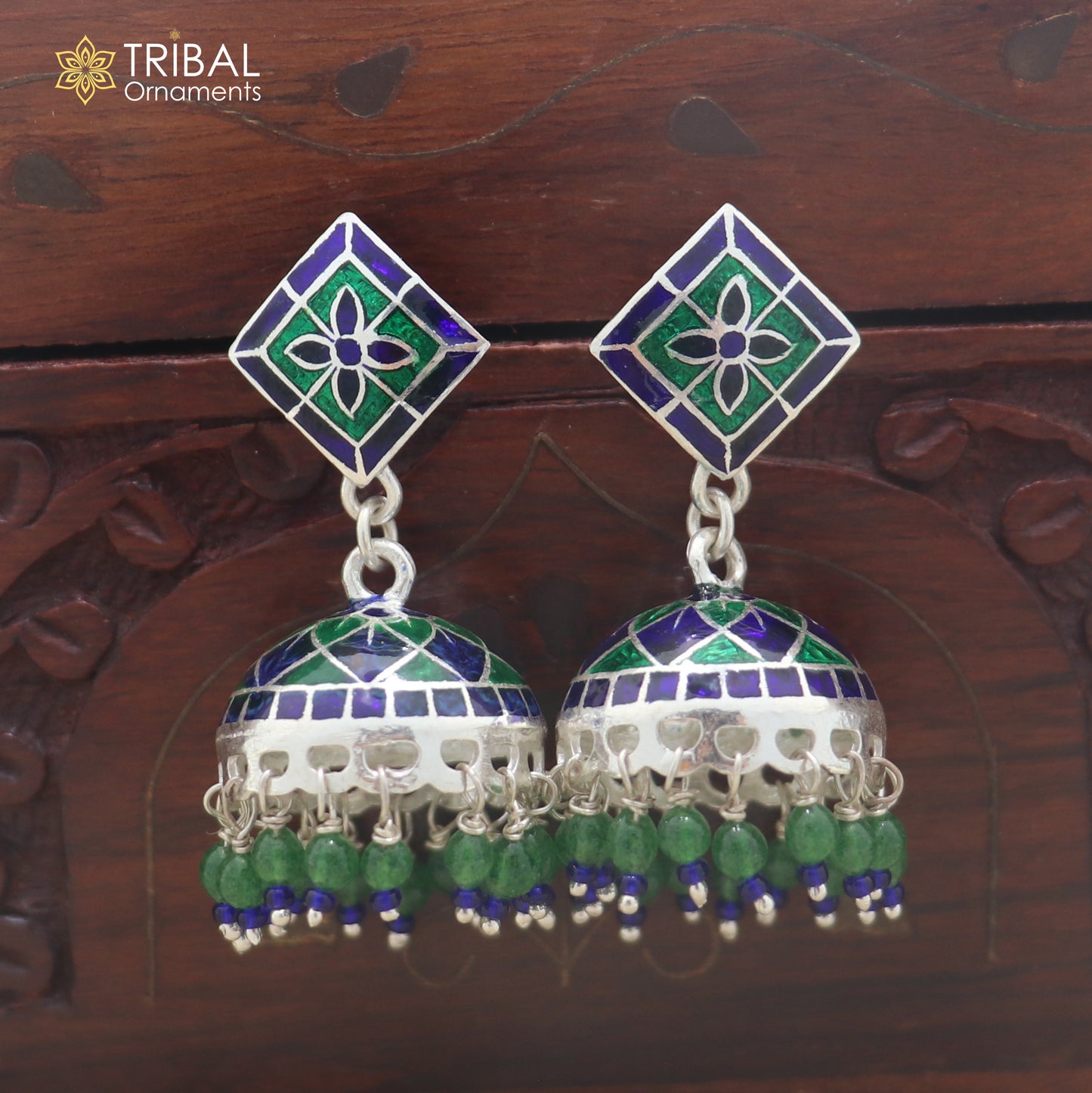 925 sterling silver minakari design Jhumka earring er347