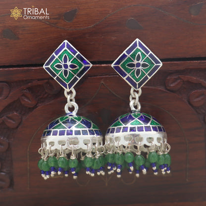 925 sterling silver minakari design Jhumka earring er347